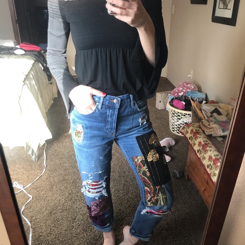 Free people patchwork jeans